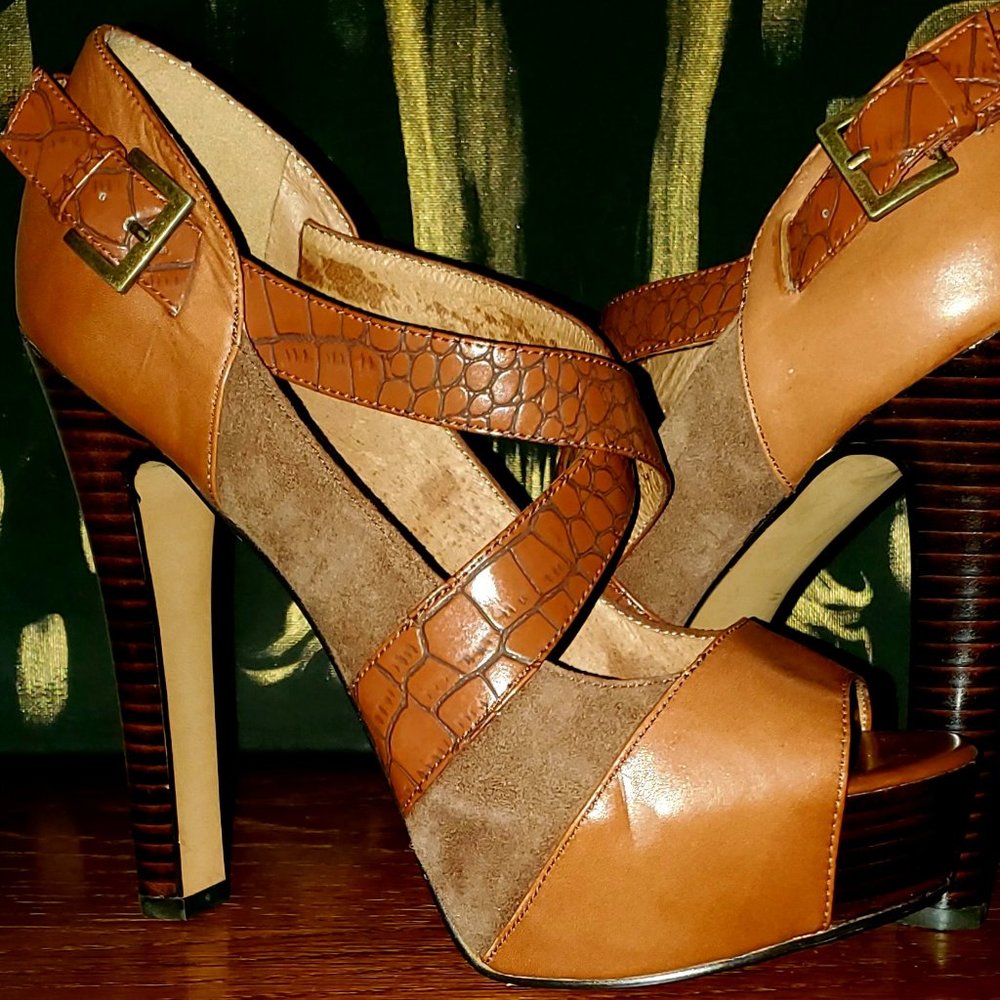 ALDO brown open toe heel